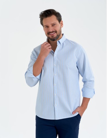 Koszule męskie - Koszula męska bawełniana z długim rękawem typu oxford WZÓR 1 - produkt 8