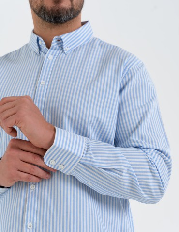 Koszule męskie - Koszula męska bawełniana z długim rękawem typu oxford WZÓR 1 - produkt 2