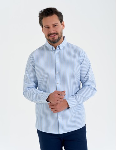 Koszule męskie - Koszula męska bawełniana z długim rękawem typu oxford WZÓR 1 - produkt 3