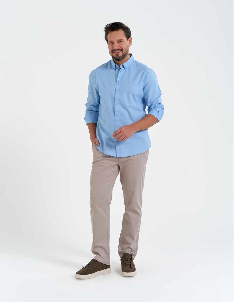 Koszule męskie - Koszula męska bawełniana z długim rękawem typu oxford NIEBIESKI  - produkt moraj.pl 8