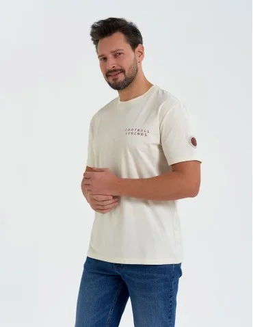 T-shirt męski bawełniany ze sportowym akcentem o regularnym kroju