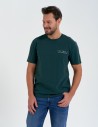 T-shirt męski bawełniany ze sportowym akcentem o regularnym kroju ZIELONY