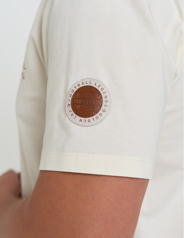 Nowości - T-shirt męski bawełniany ze sportowym akcentem o regularnym kroju BEŻOWY - produkt moraj.pl 2