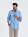 Koszula męska bawełniana z długim rękawem typu oxford NIEBIESKI
