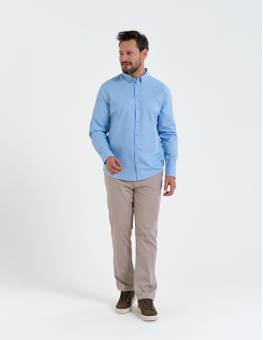 Koszule męskie - Koszula męska bawełniana z długim rękawem typu oxford NIEBIESKI - produkt 10