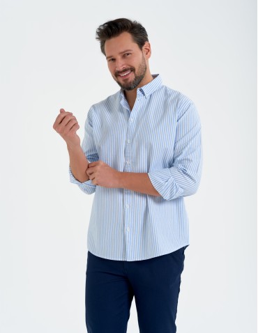 Koszule męskie - Koszula męska bawełniana z długim rękawem typu oxford WZÓR 1 - produkt 12