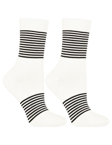 Długie - Skarpety damskie w paski z wiskozy 3-pak WIELOKOLOROWY - produkt 4