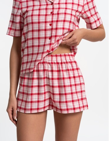 Piżama damska rozpinana dwuczęściowa w kratkę - produkt 2