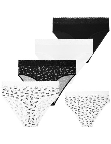 Damskie majtki figi bikini bawełniane wykończone koronką 4-pak