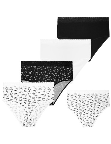 Majtki damskie maxi bikini bawełniane z elastyczną koronką 4-pak