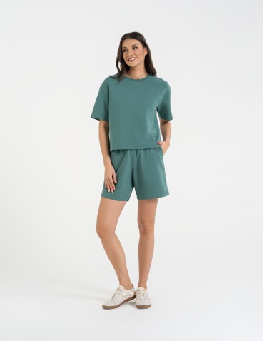 Koszulki z krótkim rękawem - T-shirt damski o luźnym kroju z napisami BRĄZOWY - produkt 68