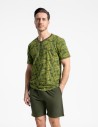 Piżama męska bawełniana dwuczęściowa z motywem roślinnym ZIELONY