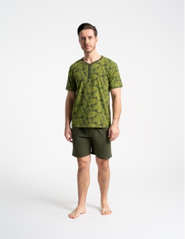 Piżama męska bawełniana dwuczęściowa z motywem roślinnym  - produkt 2