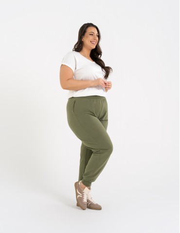 Spodnie damskie - Spodnie damskie dresowe basic KHAKI - produkt 1