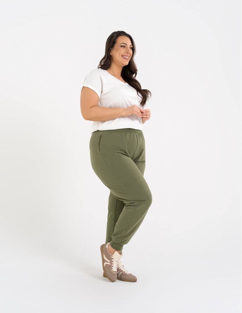 Spodnie damskie - Spodnie damskie dresowe basic KHAKI - produkt moraj.pl 1