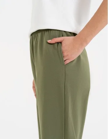 Spodnie damskie dresowe basic - KHAKI - produkt 2