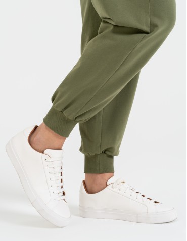 Spodnie damskie - Spodnie damskie dresowe basic KHAKI - produkt 4