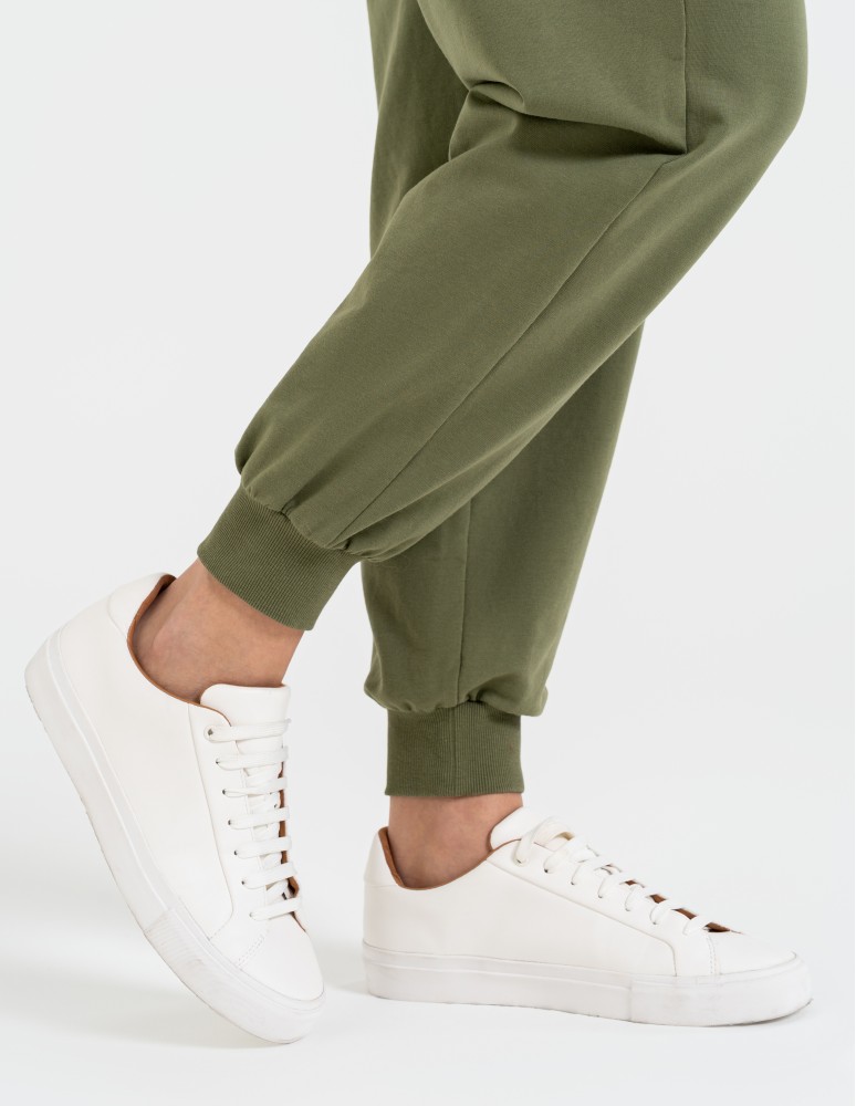 Spodnie damskie - Spodnie damskie dresowe basic KHAKI  - produkt moraj.pl 4