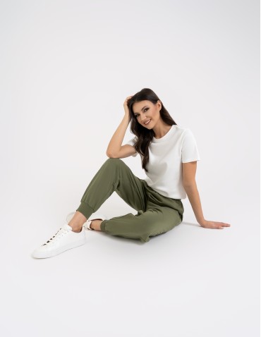 Spodnie damskie - Spodnie damskie dresowe basic KHAKI - produkt 5