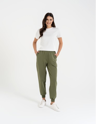 Spodnie damskie - Spodnie damskie dresowe basic KHAKI - produkt 6
