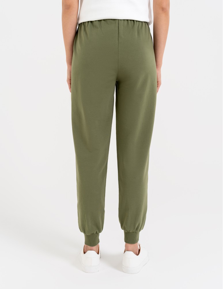 Spodnie damskie - Spodnie damskie dresowe basic KHAKI  - produkt moraj.pl 12