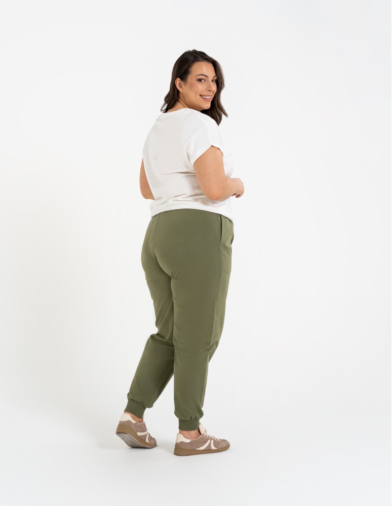 Spodnie damskie - Spodnie damskie dresowe basic KHAKI  - produkt moraj.pl 13