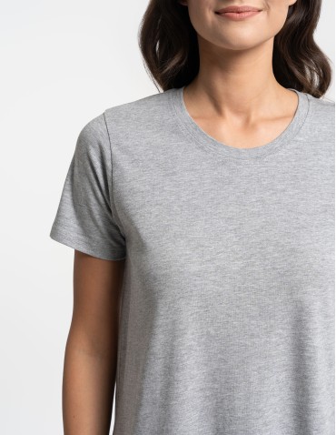 Koszule nocne - Koszula nocna damska bawełniana z nadrukiem dalmatyńczyka SZARY MELANŻ - produkt 4