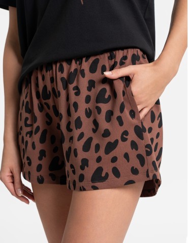 Piżamy - Damska piżama bawełniana na krótki rękaw z motywem zwierzęcym CZARNY - produkt 3