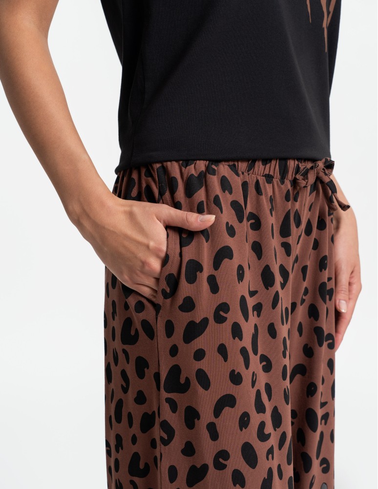 Piżamy - Piżama damska bawełniana z krótkim rękawem i spodniami z motywem zwierzęcym CZARNY  - produkt moraj.pl 6