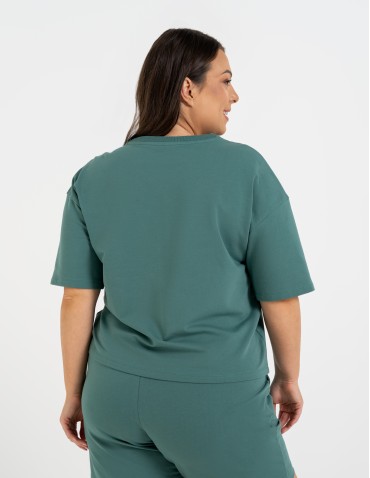 Koszulki z krótkim rękawem - T-shirt damski o luźnym kroju z napisami TURKUSOWY - produkt 7