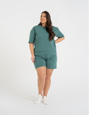 Koszulki z krótkim rękawem - T-shirt damski o luźnym kroju z napisami TURKUSOWY - produkt 6