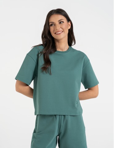 Koszulki z krótkim rękawem - T-shirt damski o luźnym kroju z napisami TURKUSOWY - produkt 1