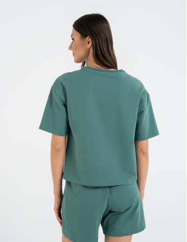 Koszulki z krótkim rękawem - T-shirt damski o luźnym kroju z napisami TURKUSOWY - produkt 2