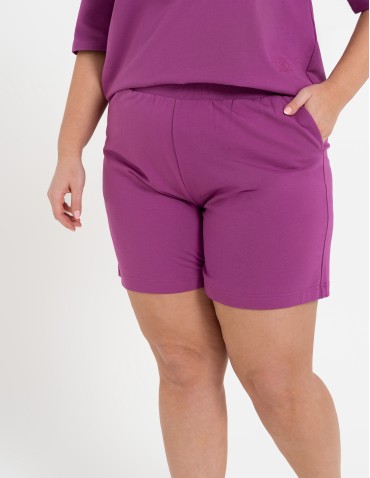Szorty dresowe - Krótkie spodenki damskie o luźnym kroju z wysokim stanem FIOLETOWY - produkt 6