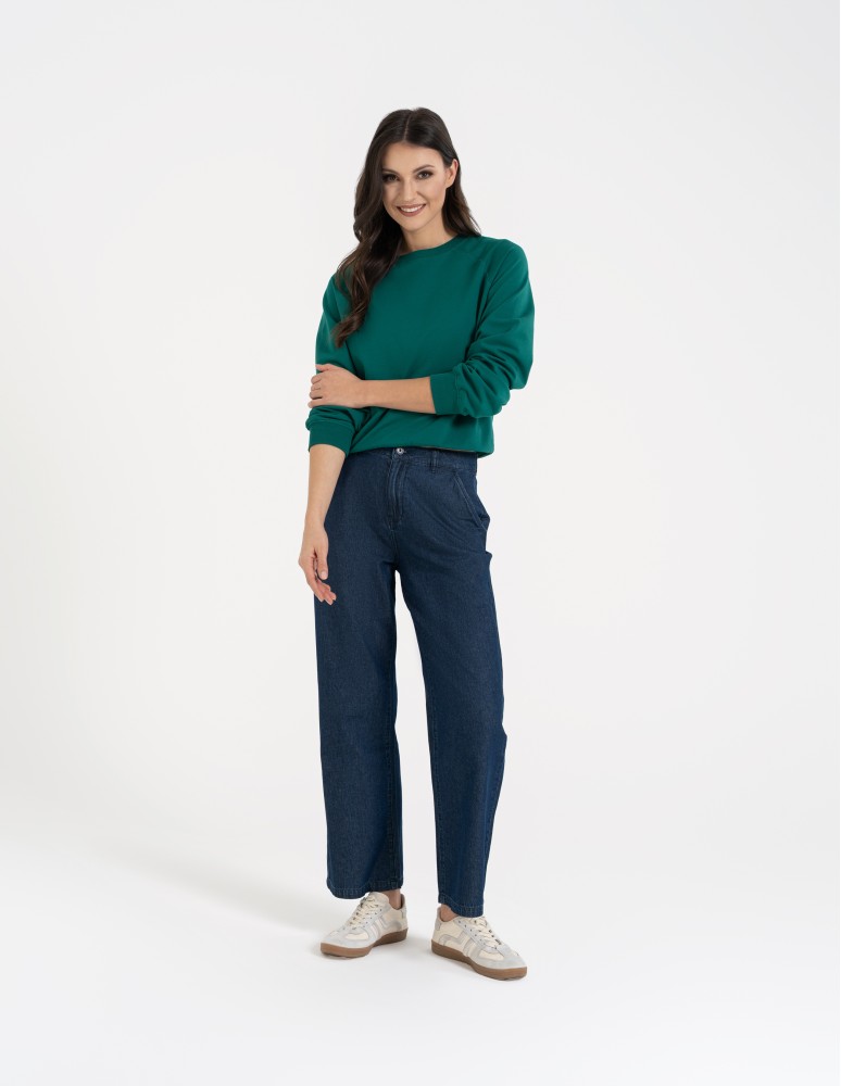 Bluzy damskie - Bluza damska dresowa bawełniana o regularnym kroju ZIELONY  - produkt moraj.pl 5