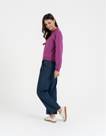 Bluzy damskie - Bluza damska dresowa bawełniana o regularnym kroju FIOLETOWY - produkt 6