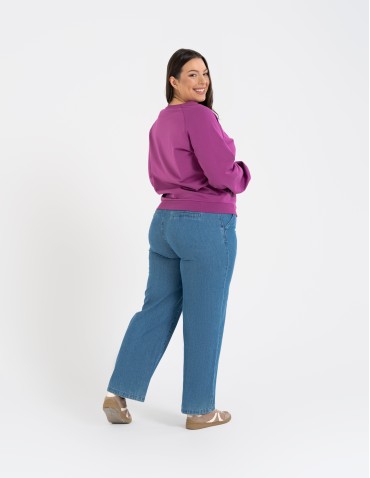 Bluzy damskie - Bluza damska dresowa bawełniana o regularnym kroju FIOLETOWY - produkt 11