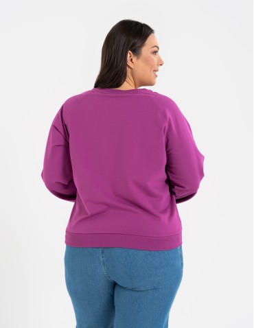 Bluzy damskie - Bluza damska dresowa bawełniana o regularnym kroju FIOLETOWY - produkt 12