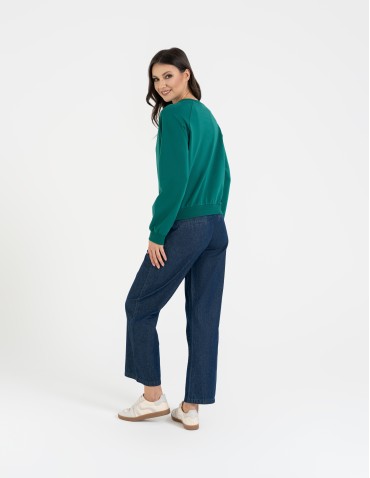 Bluzy damskie - Bluza damska dresowa bawełniana o regularnym kroju ZIELONY - produkt 6