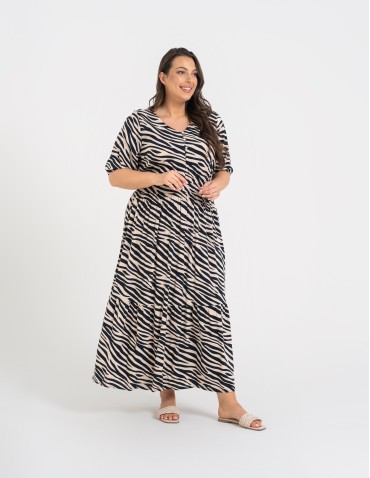 Sukienki i kombinezony - Sukienka damska maxi z wiskozy z elastyczną talią WZÓR 2 - produkt 8