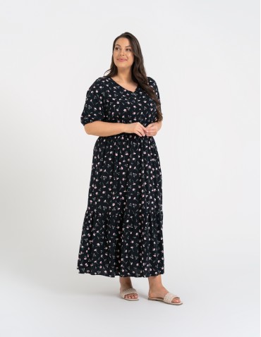 Sukienki i kombinezony - Sukienka damska maxi z wiskozy z elastyczną talią WZÓR 1 - produkt 9