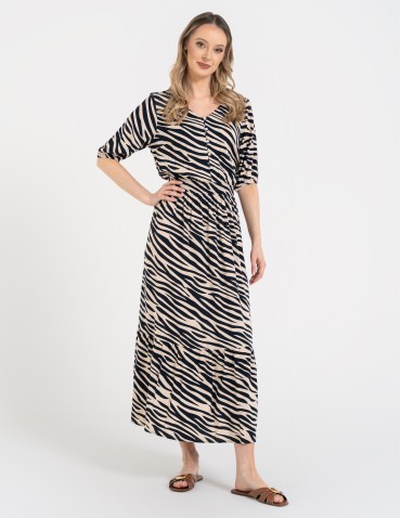 Sukienki i kombinezony - Sukienka damska maxi z wiskozy z elastyczną talią WZÓR 2 - produkt 6