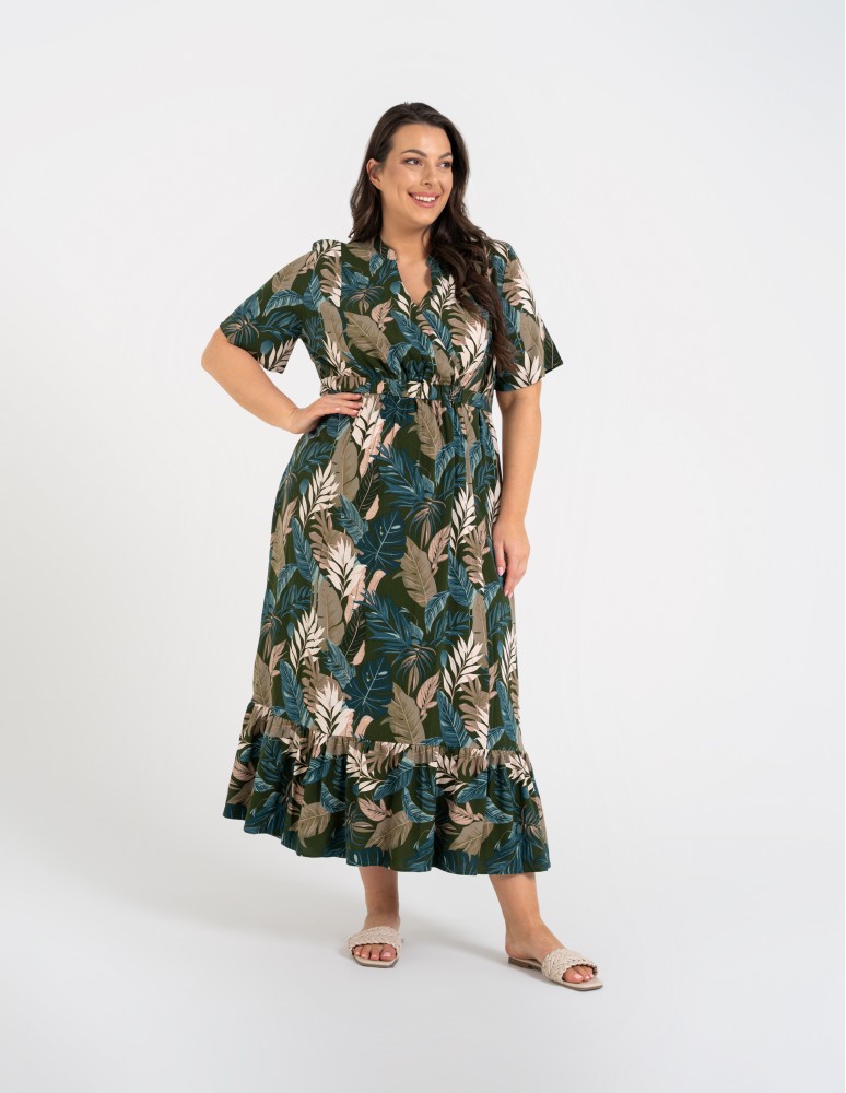 SUKIENKI - Sukienka damska maxi z wiskozy z kopertowym dekoltem WZÓR 1 - produkt moraj.pl 12