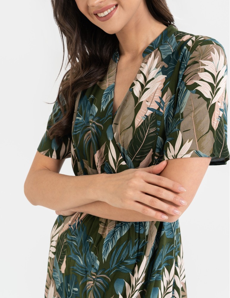 SUKIENKI - Sukienka damska maxi z wiskozy z kopertowym dekoltem WZÓR 1 - produkt moraj.pl 2