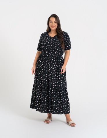 Sukienki i kombinezony - Sukienka damska maxi z wiskozy z elastyczną talią WZÓR 1 - produkt 6