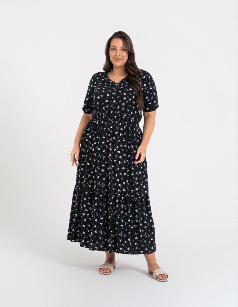 Sukienki i kombinezony - Sukienka damska maxi z wiskozy z elastyczną talią WZÓR 1  - produkt moraj.pl 6