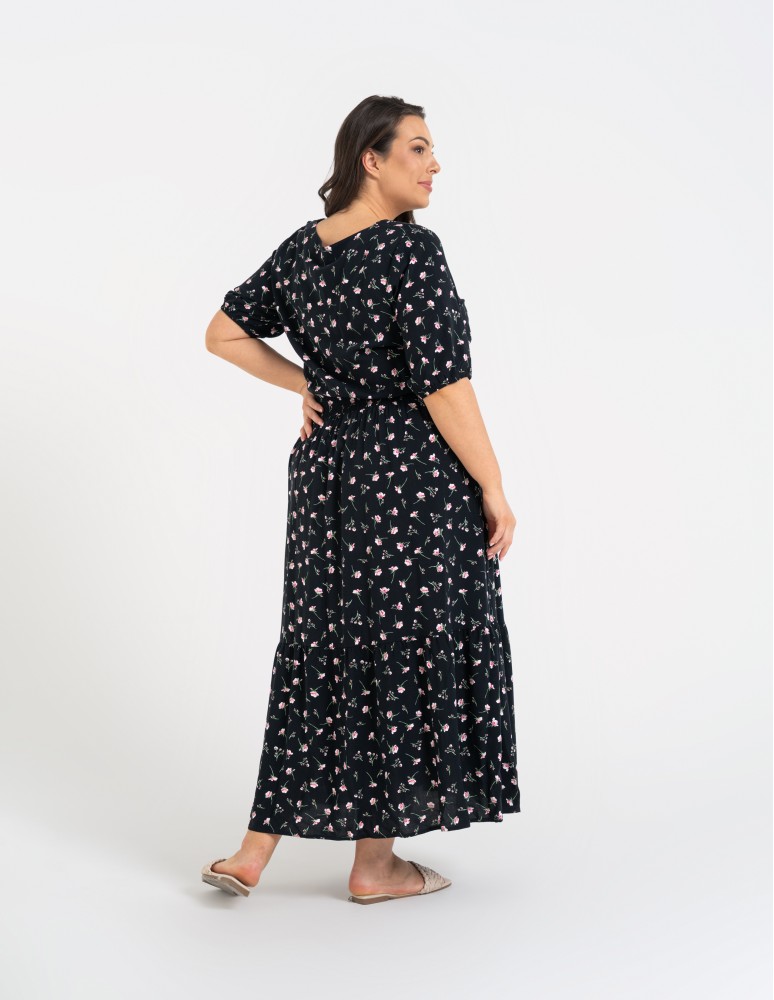 Sukienki i kombinezony - Sukienka damska maxi z wiskozy z elastyczną talią WZÓR 1  - produkt moraj.pl 11