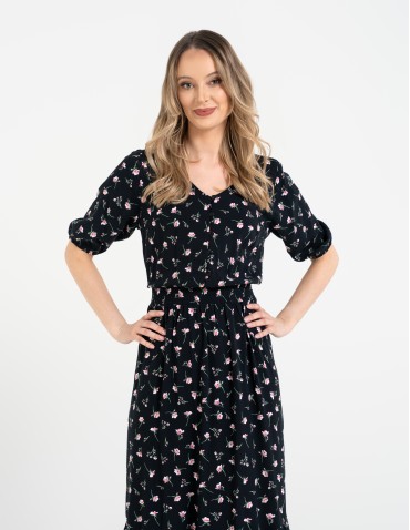 Sukienki i kombinezony - Sukienka damska maxi z wiskozy z elastyczną talią WZÓR 1 - produkt 3