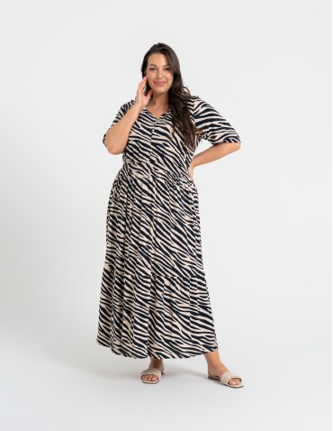 Sukienki i kombinezony - Sukienka damska maxi z wiskozy z elastyczną talią WZÓR 2 - produkt 10