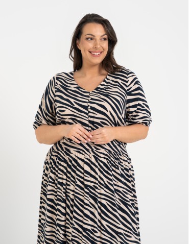 Sukienki i kombinezony - Sukienka damska maxi z wiskozy z elastyczną talią WZÓR 2 - produkt 9